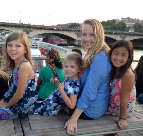 cute girls on the back of the boat