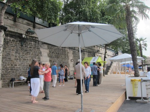 These folks were getting a dance lesson when I walked by.