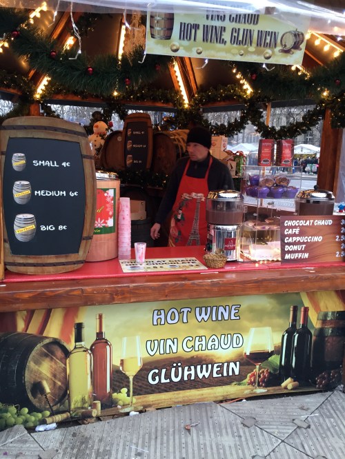 The biggest problem with hot spiced wine, besides the fact that it often tastes like hot cough syrup, is how to drink it while walking in a crowd.